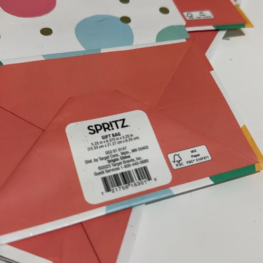Spritz Colorful Polka Dot Gift Bag NWT